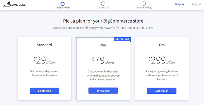 Pricing Plans of BigCommerce - BigCommerce vs Squarespace