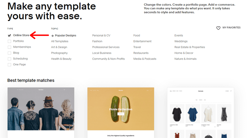 Select Online Store to Filter Related Templates