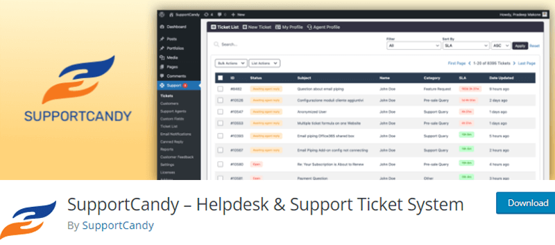 SupportCandy Best Ticketing System for WordPress