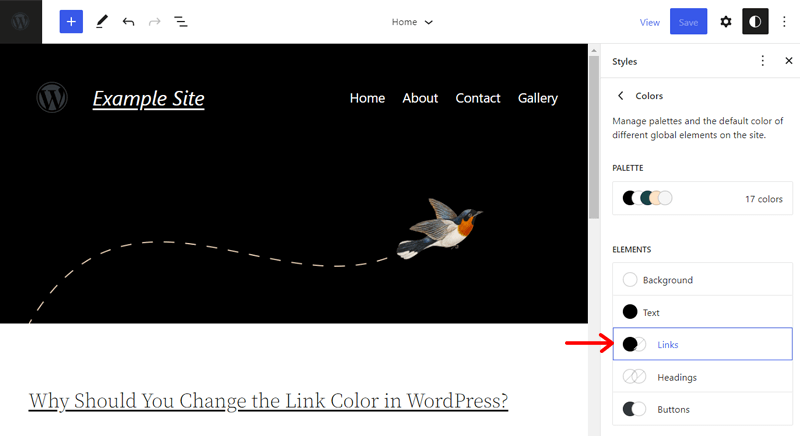 Select Links Element - Change Link Color in WordPress