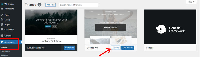 Activate the Theme from your WordPress Dashboard
