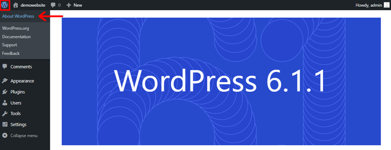 Check WordPress Version From About WordPress Page