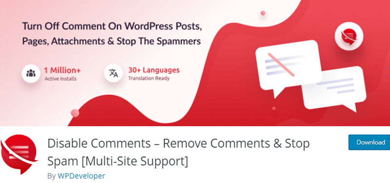 Disable Comments Stop Spammers WordPress Plugin