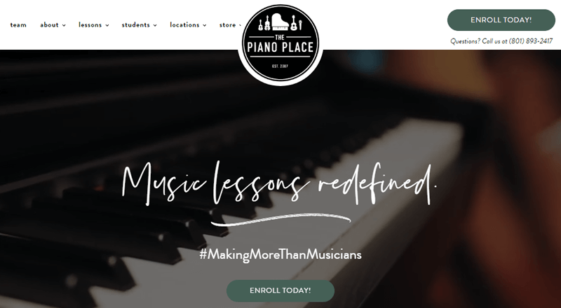 The Piano Place Website Example for Musical Instrument Learning