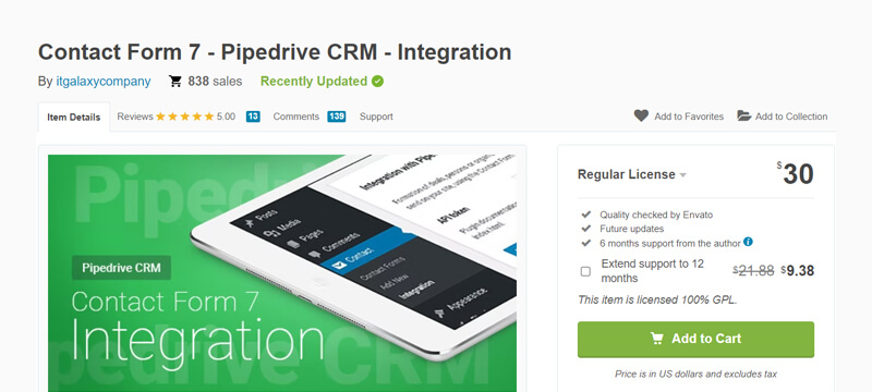 Contact Form 7 - Pipedrive CRM -Integration WordPress Plugin
