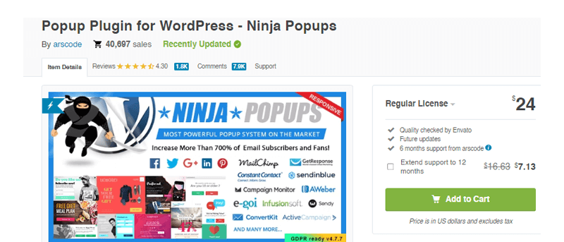 Ninja Popup Premium WordPress Plugin