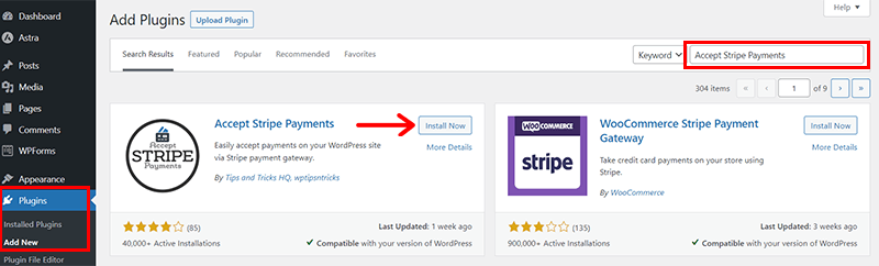 Install Accept Stripe Payments Plugin