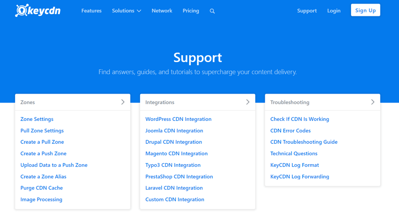 KeyCDN Support Options