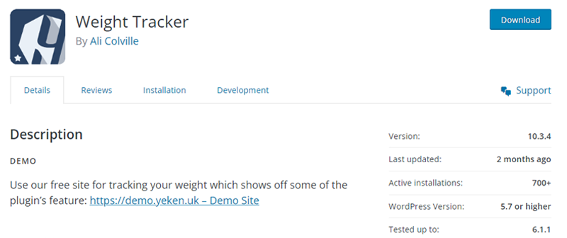 Weight Tracker WordPress Fitness Plugin