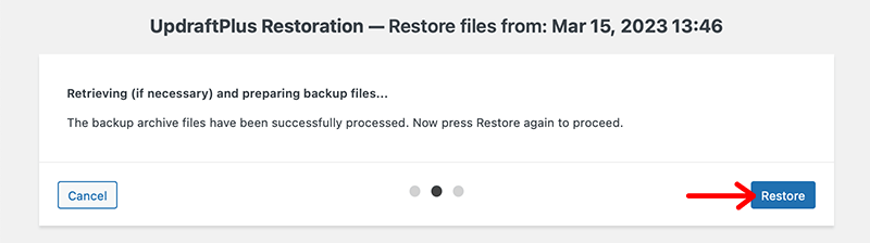 Backup Archive Files Ready to Restore