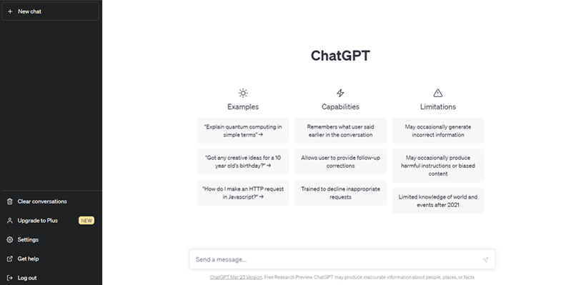 Glimpse of ChatGPT Dashboard