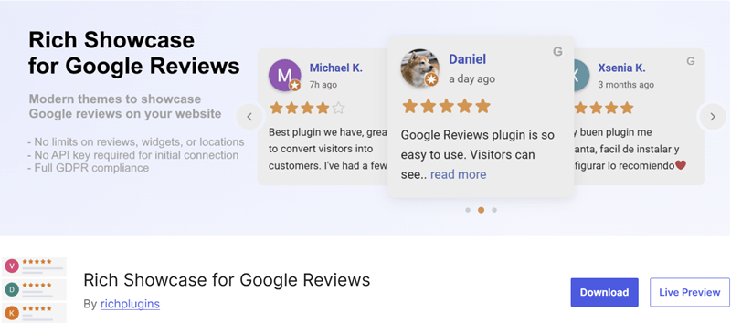 Rich Showcase for Google Reviews