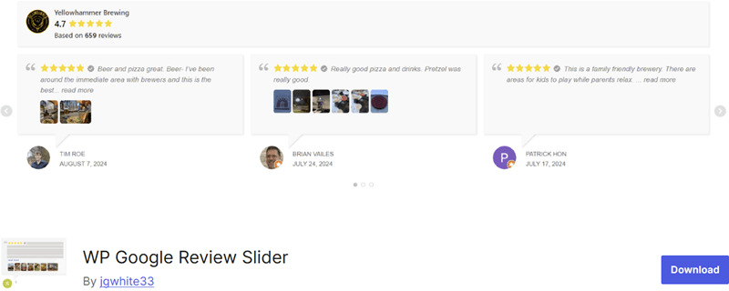 WP Google Review Slider