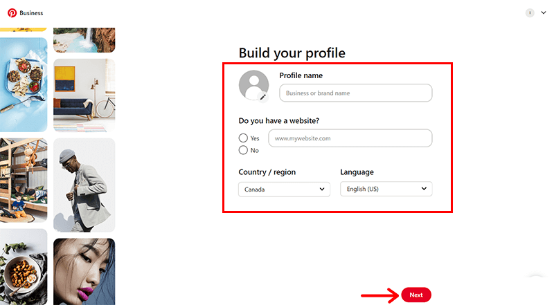 Fill the Details to Build Your Profile & Click on the Next Option