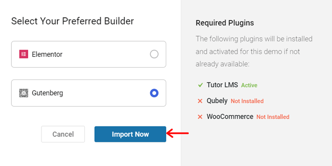 Click the Import Now Button
