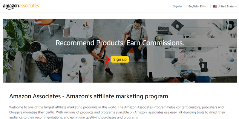 Sign Up Amazon Associates to Build an Affiliate Marketing Website