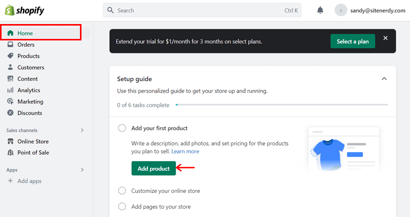Click the Add Product Button