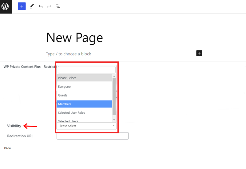 Select User For Page Visibility