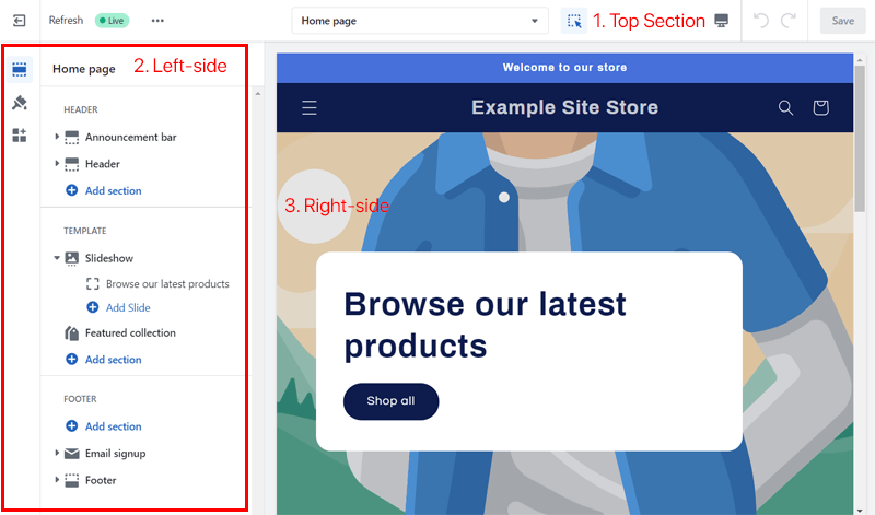 Shopify Website Editor or Builder Preview