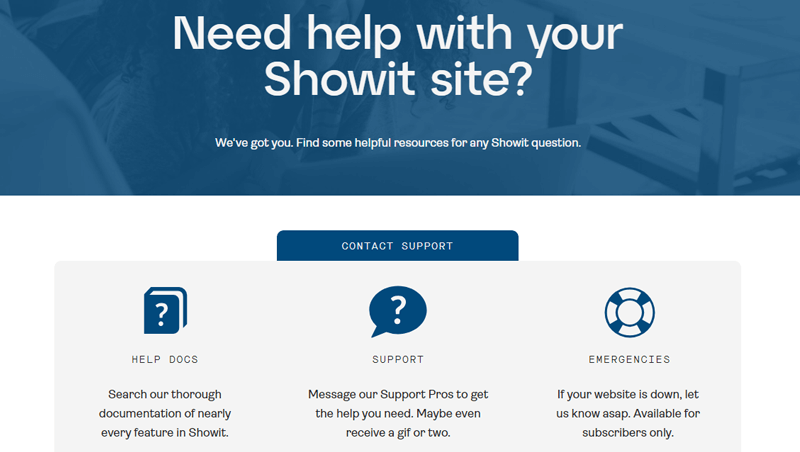Showit Customer Support Options