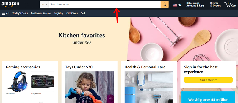 Amazon Search Bar Example