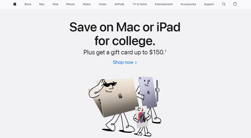 Apple Website Example for Less is More Navigation