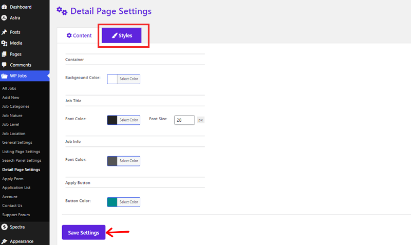 Customize Style On Detail Page Setting