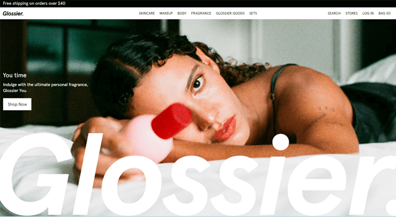 Glossier Website Example for Being Specific