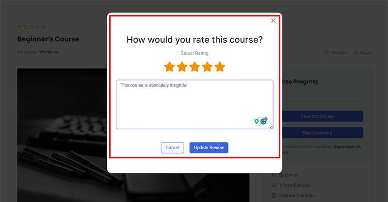 Rating the Course 
