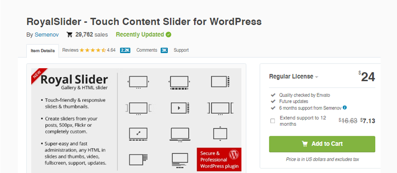 Royal Slider Touch Content WordPress Plugin