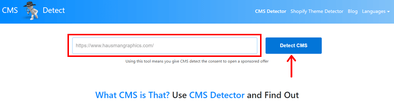 Paste the Website URL Address & Click on Detect CMS