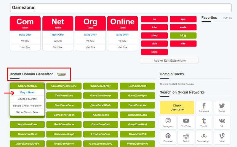 Buying Domain Name On DomainTyper