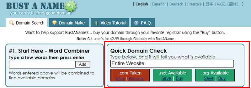 Check Domain Name With BustAName