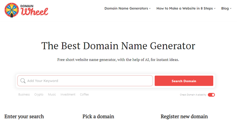 Domain wheel Best Domain Name Generator