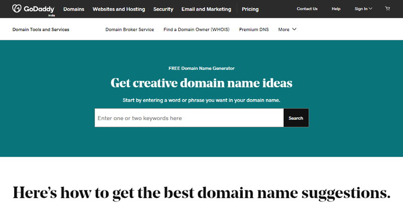 GoDaddy Domain Name Generator