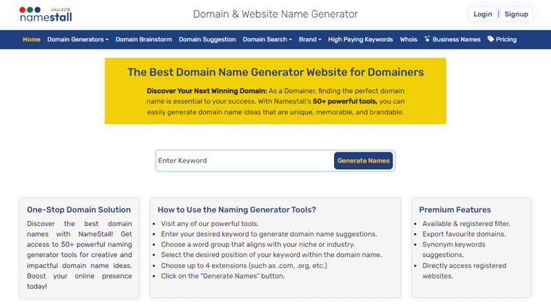 NameStall Best Domain Name Generator