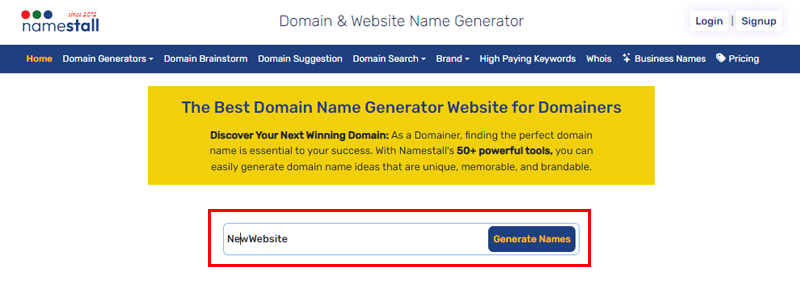 Search Domain Name On Namestall