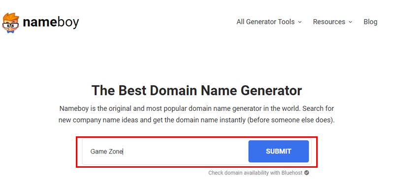 Searching Domain Name With Nameboy