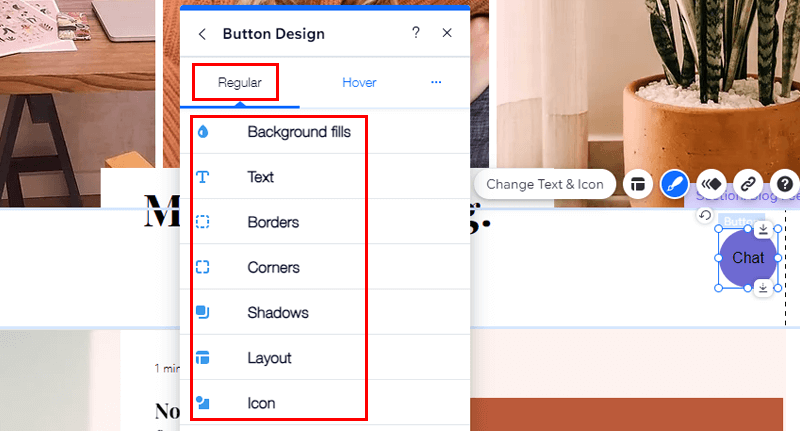 Button Design Regular Option