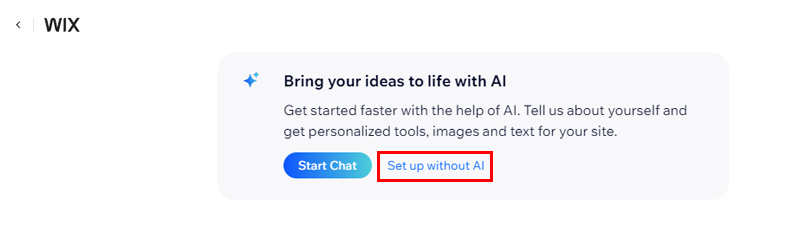 Choose Setup Without AI