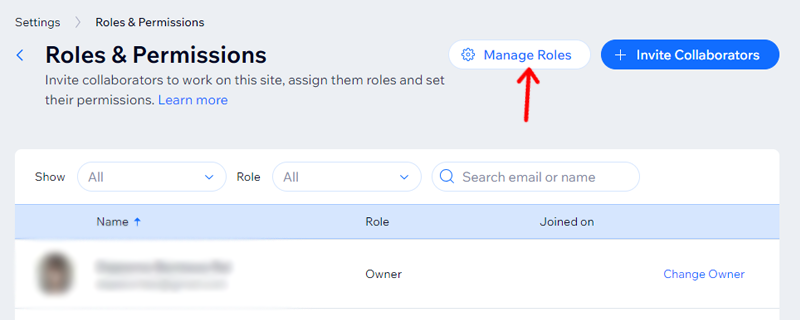 Click On Manage Roles