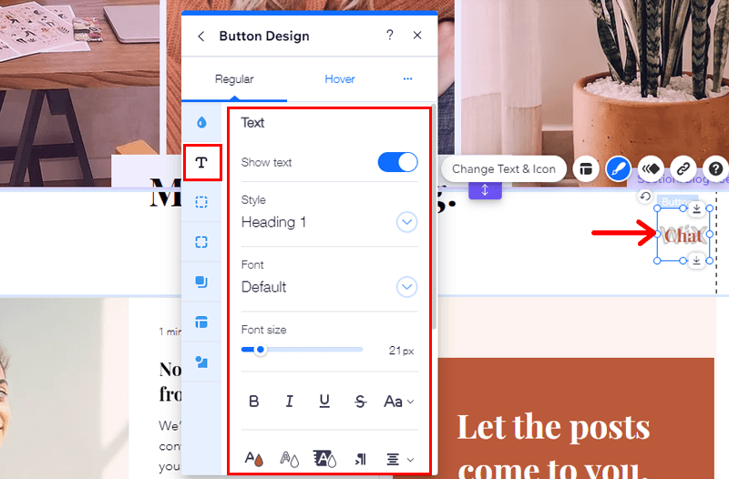 Customize Text Setting Of The Button
