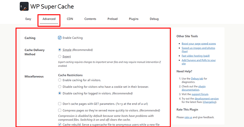 Enable Caching & Choose Between Various Caching Modes 