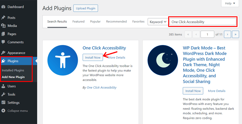 Install One Click Accessibility