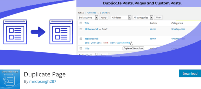 Duplicate Page WordPress Plugin