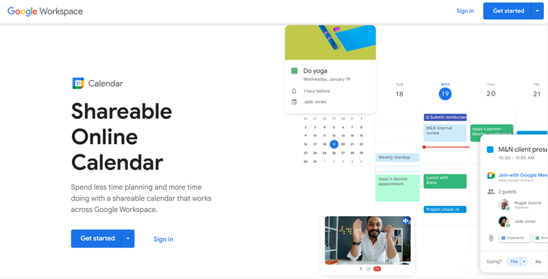 Glimpse of Google Calendar 