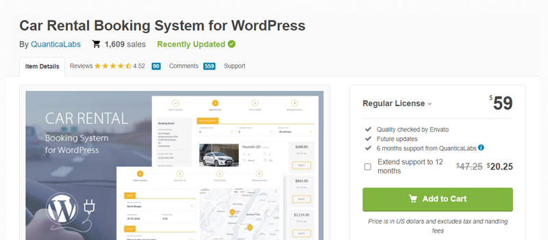 Car Rental Booking System for WordPress Plugin 