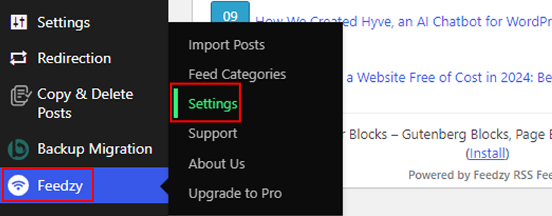 Go To Feedzy Settings