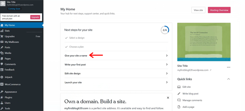 Click on Give Your Site a Name 