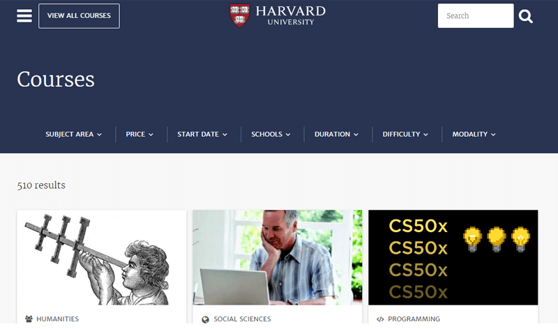 Hardvard Extension LMS Website Examples